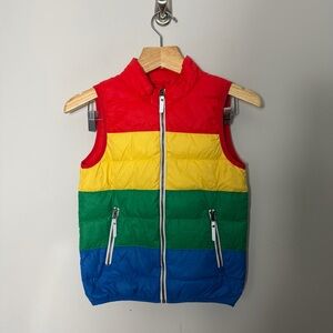Hanna Andersson Puffer Down Rainbow Striped Vest Colorful Size 10